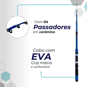 Kit 2 Vara De Pesca 60-120lbs Completa Com Molinete Esportiva Ao Ar Livre Robalo Portátil Com Linha