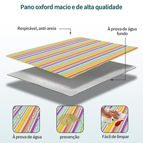 Tapete Piquenique Portátil Dobrável 200X200cm Impermeavel À Prova De Umidade Prático Fácil Transporte Para Praia Camping