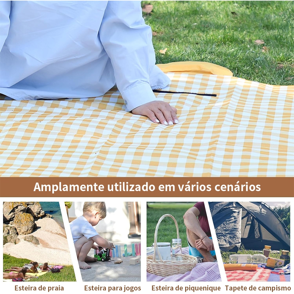 Tapete Piquenique Portátil Dobrável 200X200cm Impermeavel À Prova De Umidade Prático Fácil Transporte Para Praia Camping