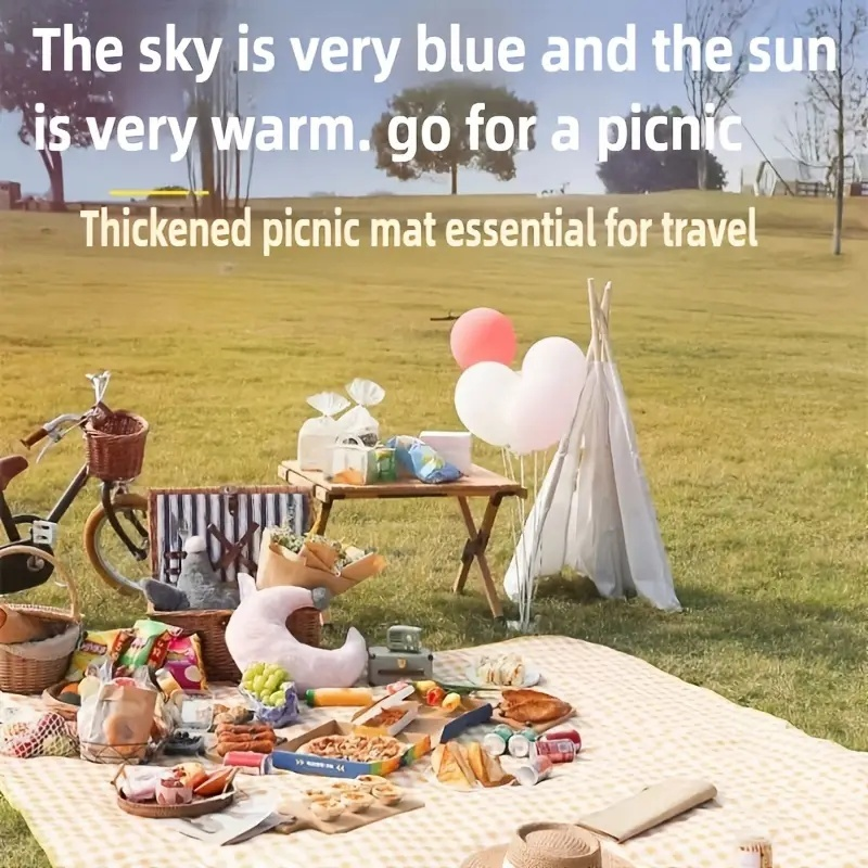 Tapete Piquenique Portátil Dobrável 200X200cm Impermeavel À Prova De Umidade Prático Fácil Transporte Para Praia Camping