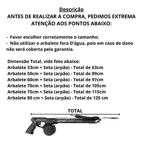Arbalete Harpia Galvanizado Elástico 16mm- Divecom (Ideal para iniciantes na pesca sub)