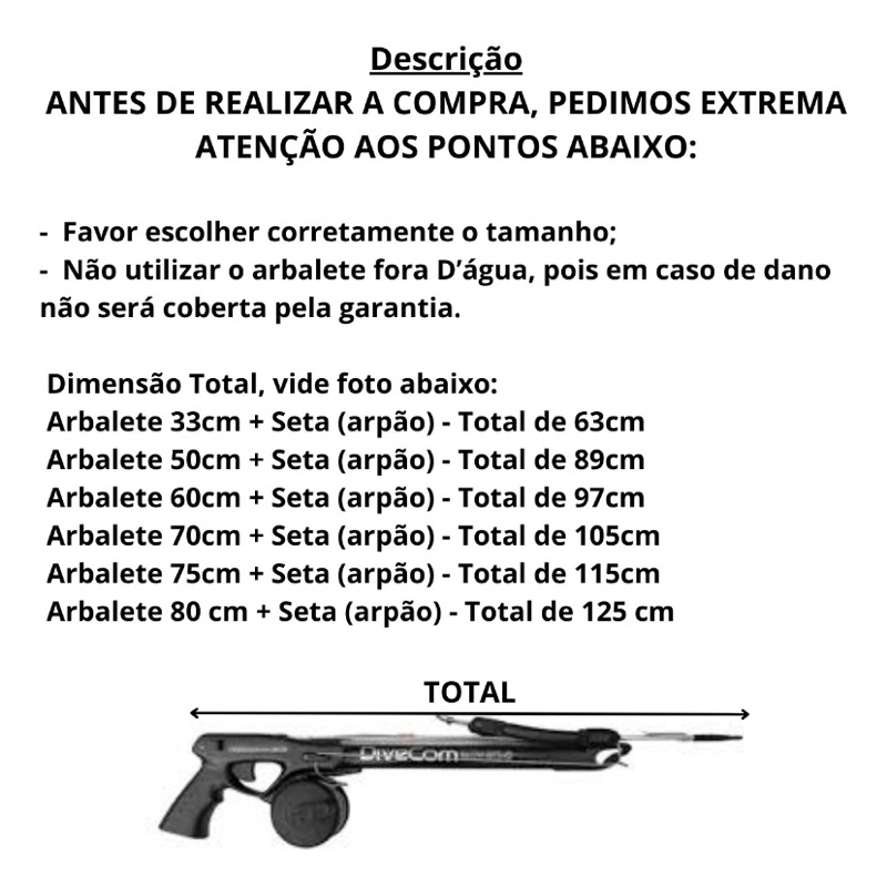 Arbalete Harpia Galvanizado Elástico 16mm- Divecom (Ideal para iniciantes na pesca sub)