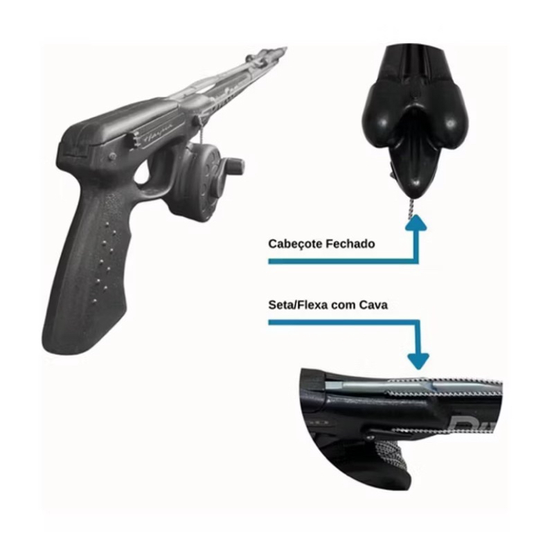 Arbalete Harpia Galvanizado Elástico 16mm- Divecom (Ideal para iniciantes na pesca sub)