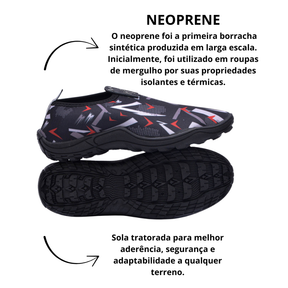 Kit Sapatilha + Mochila Náutica Híbrida Neoprene Aquática Praia Pesca Rios Super confortavel
