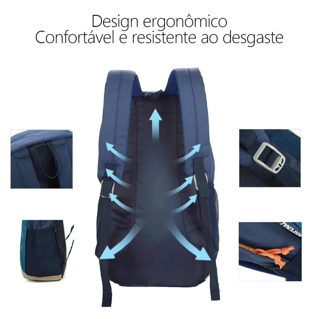 Mochila Dobrável De Montanhismo Leve à prova d'água Material De Nylon Reforçada Grande Para Esportes Ao Ar Livre Acampam