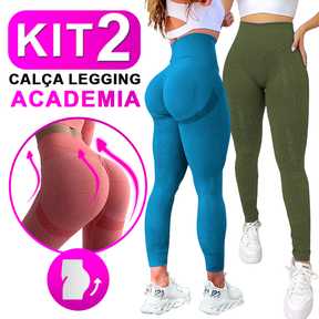 Kit Com 2 Calça Legging Feminina Academia Esportiva Fitness Cintura Alta Levanta Bumbum