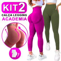 Kit Com 2 Calça Legging Feminina Academia Esportiva Fitness Cintura Alta Levanta Bumbum