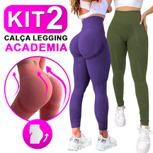 Kit Com 2 Calça Legging Feminina Academia Esportiva Fitness Cintura Alta Levanta Bumbum