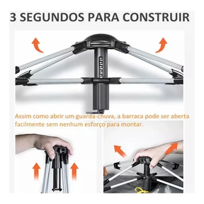 Barraca De Acampamento Automático Grande Para Camping 5-8 Lugares Ventilacao 270*270*150cm Portátil A Prova D'agua Dois