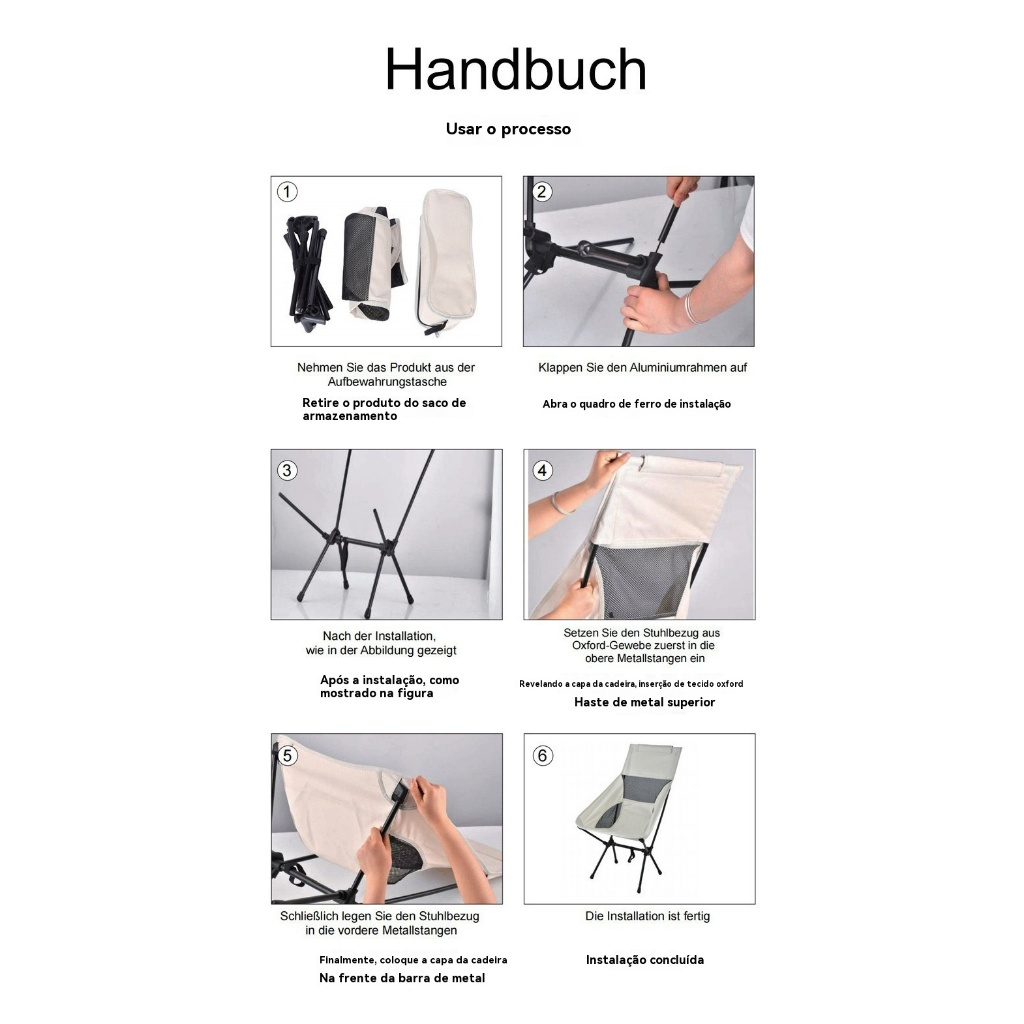 Cadeira portátil para acampamento, cadeira dobrável portátil destacável em tecido Oxford, cadeira de acampamento ao ar