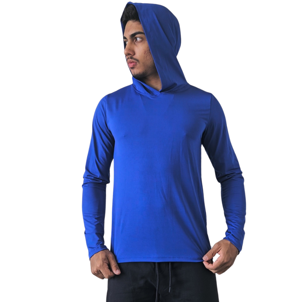 KIT de 4 Camisas Térmicas Dry Fit UV 50+ Com Capuz tamanho P ao G4 Extra Grande