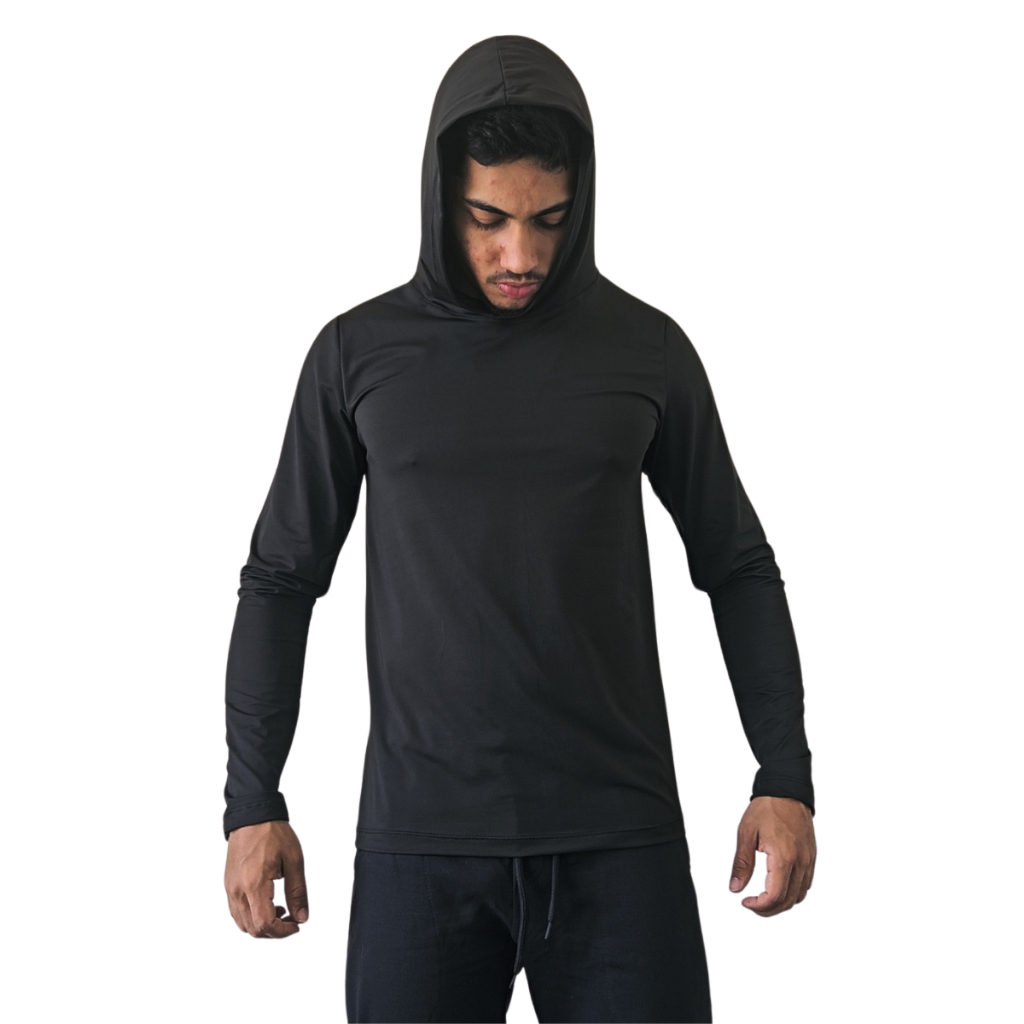 KIT de 4 Camisas Térmicas Dry Fit UV 50+ Com Capuz tamanho P ao G4 Extra Grande