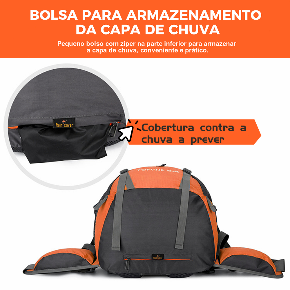 Mochila impermeável para caminhadas ao ar livre 70Litros Viagem Camping