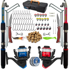Kit De Pesca Completa 2 Varas Telescópica 2 Molinete E Itens