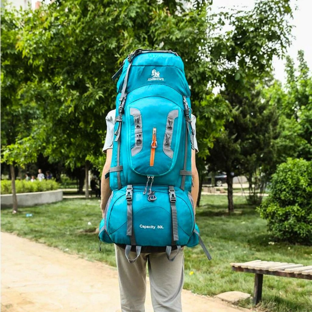 Mochila Impermeável Viajem Montanhismo Apoio Alumínio Costas Camping Cargueira Alpinismo Grande Capacidade 80 Litros