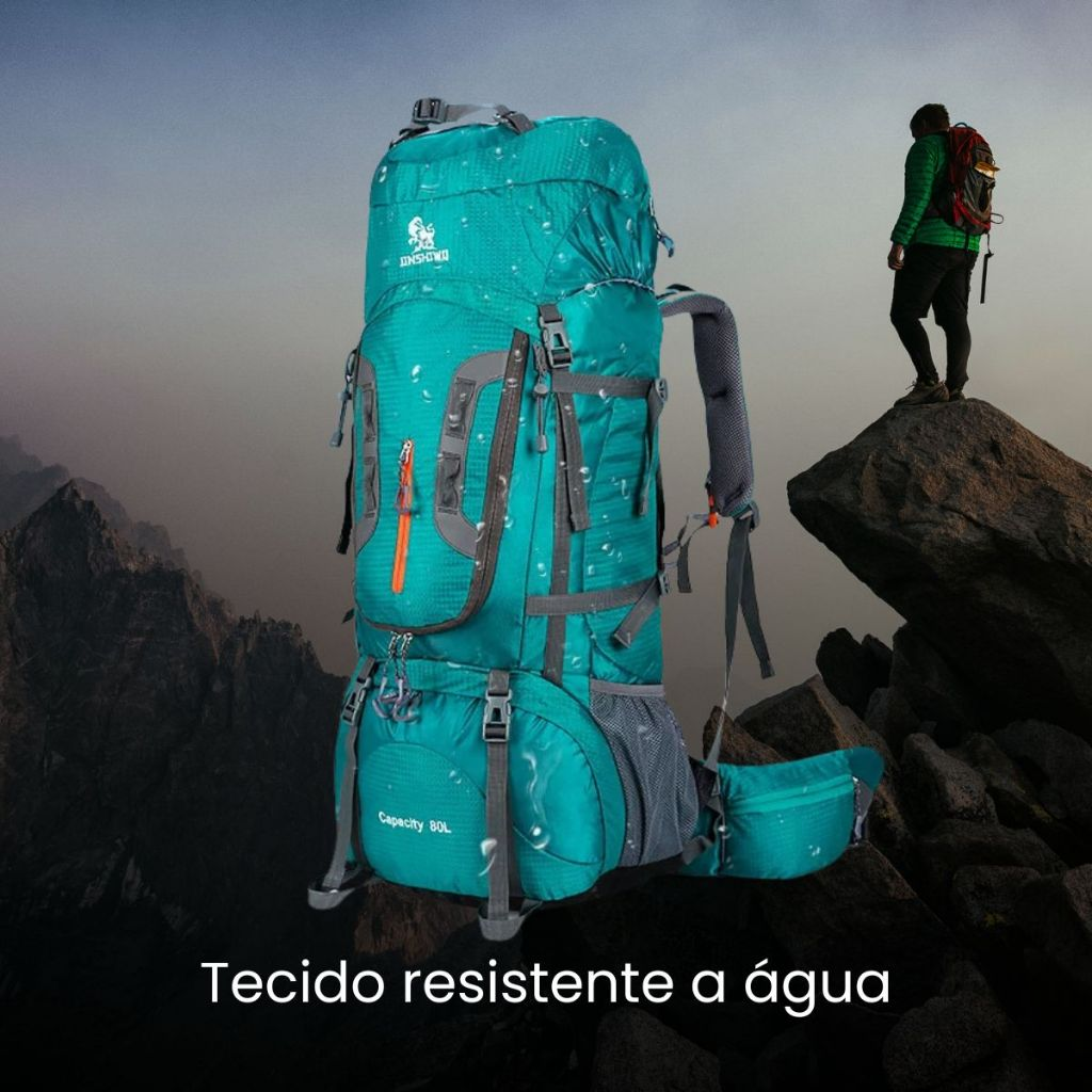 Mochila Impermeável Viajem Montanhismo Apoio Alumínio Costas Camping Cargueira Alpinismo Grande Capacidade 80 Litros