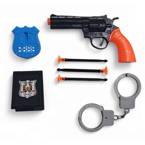 Kit Policial Infantil Brinquedo Arma Pistola Dardo + Algema