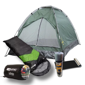 Kit Camping Barraca 2P Koala + Saco de Dormir Viper Verde + Isolante Térmico EVA