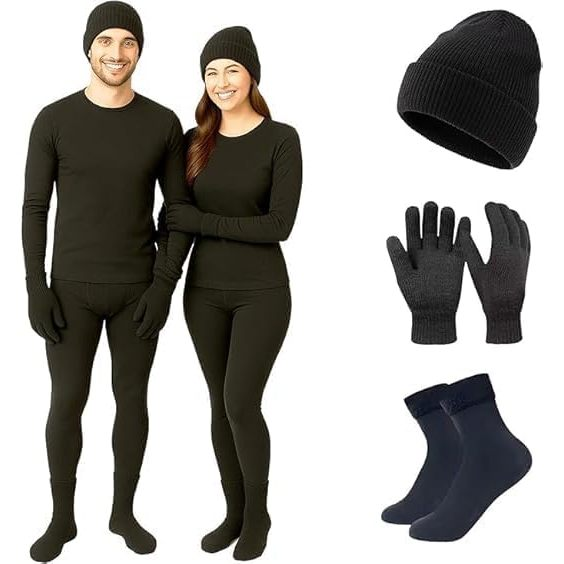 Kit roupa térmica segunda pele unisex para inverno forrada e quentinha com touca, cachecol e luva