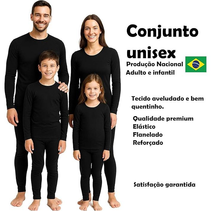 Kit roupa térmica segunda pele unisex para inverno forrada e quentinha com touca, cachecol e luva