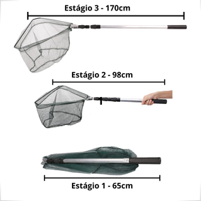 Passaguá Retrátil Para Pesca E Capura de Camarão Dobrável Alumínio 1,70 Metros