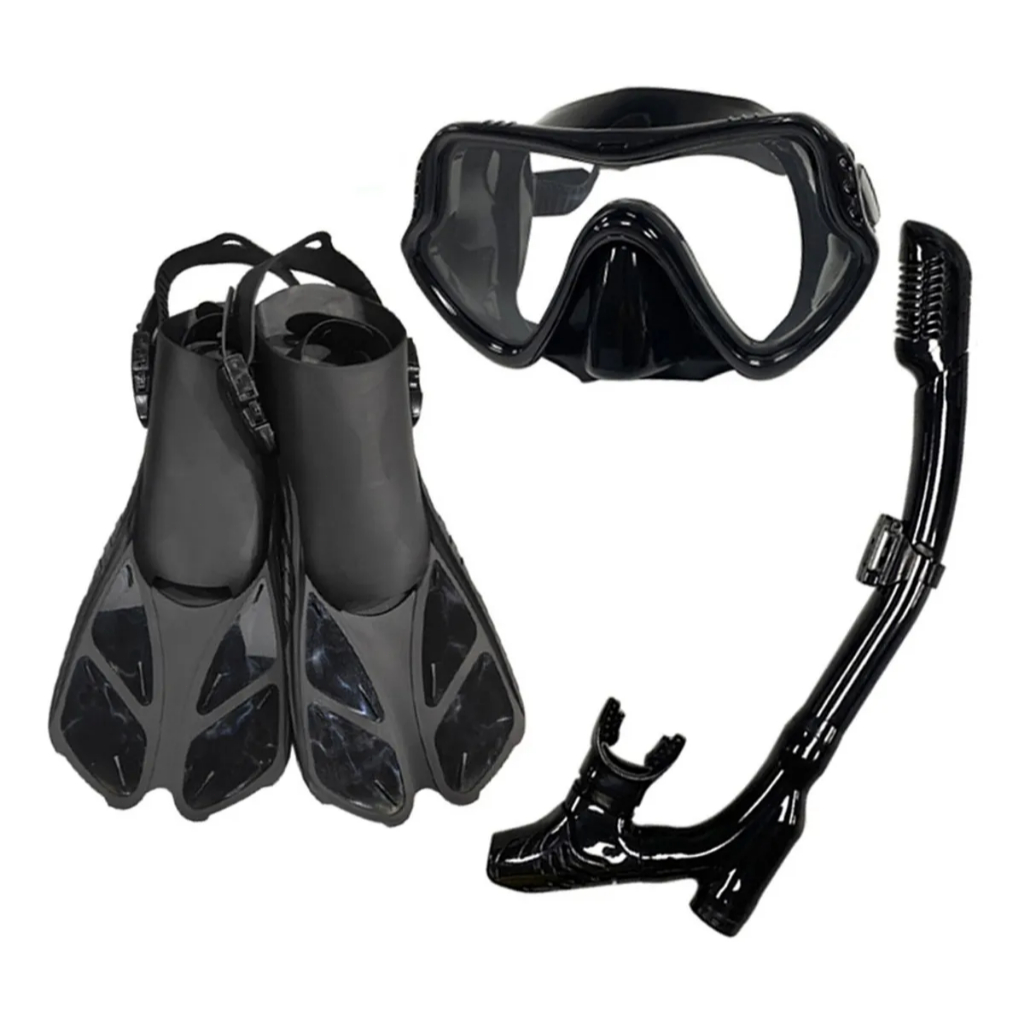 Kit Mergulho Máscara Respirador Snorkel Profissional Adulto
