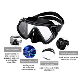 Kit Mergulho Máscara Respirador Snorkel Profissional Adulto