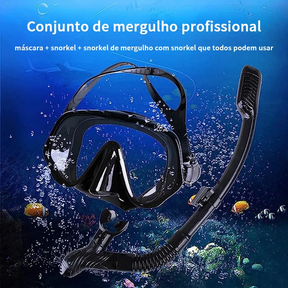 Kit Mergulho Máscara Respirador Snorkel Profissional Adulto