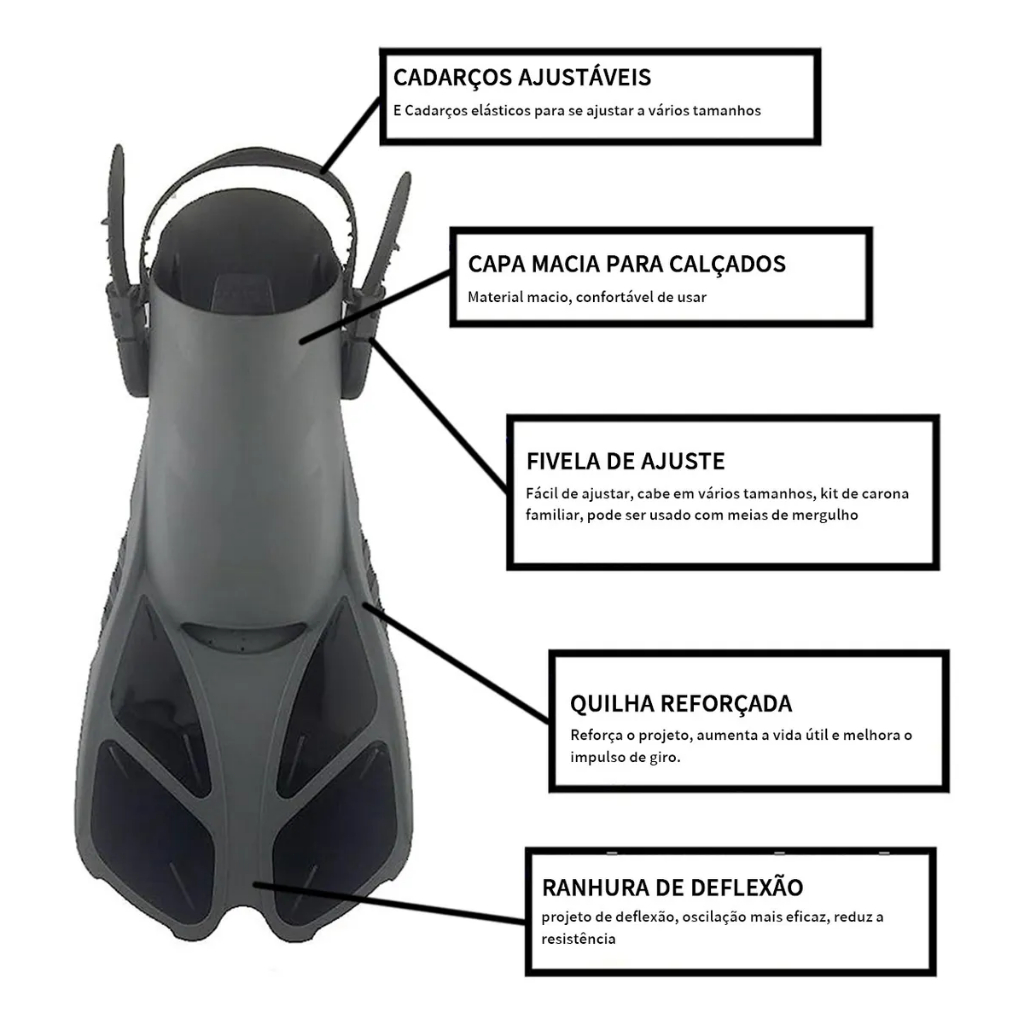Kit Mergulho Máscara Respirador Snorkel Profissional Adulto