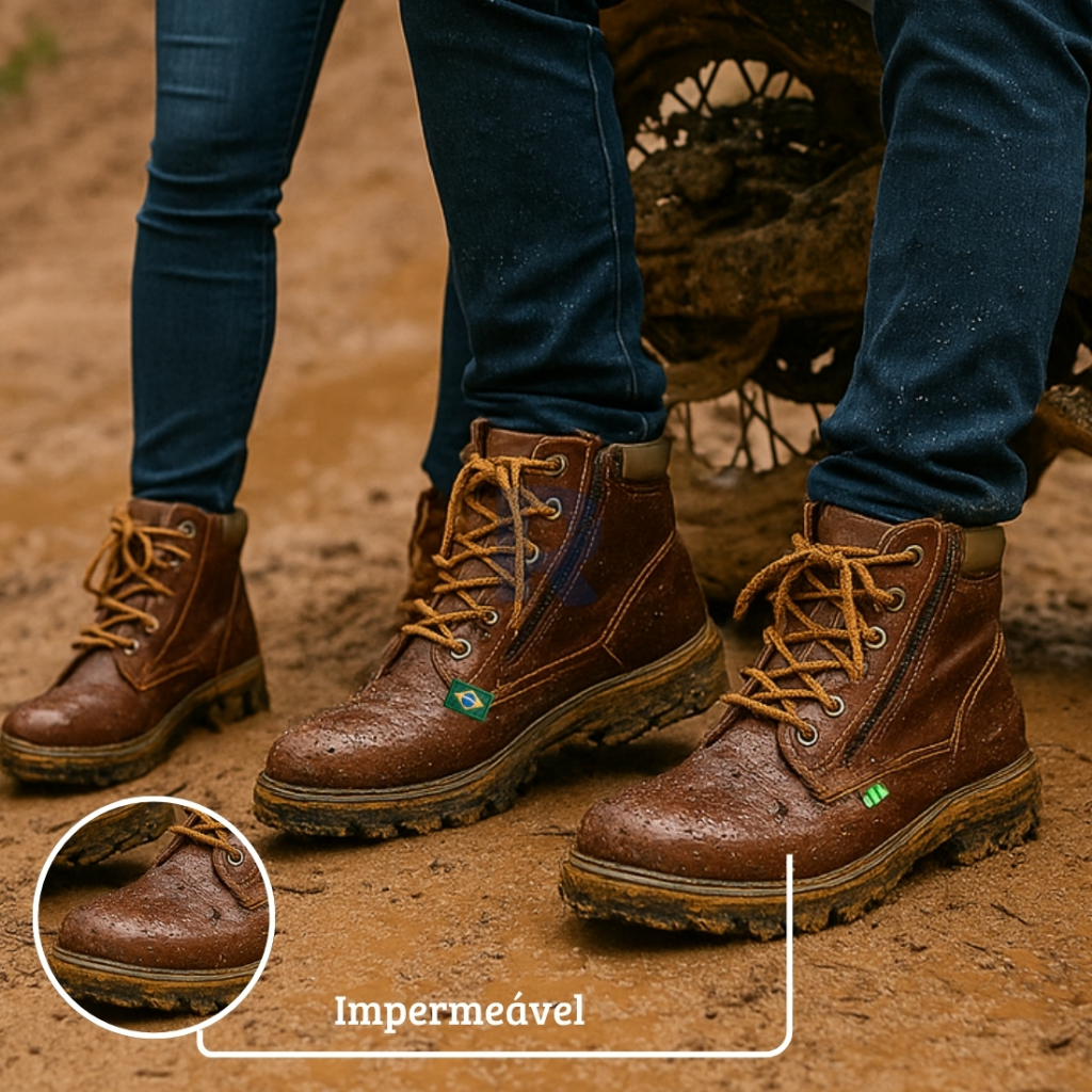 Bota Segurança coturno Botina Unissex Masculina Feminina Confortável Com CA Couro Legitimo