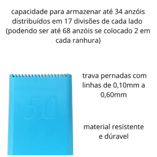 Porta Pernada Pesca 50cm Compacto – Para até 50 Anzóis – Cor Azul – Chumbada Oficial