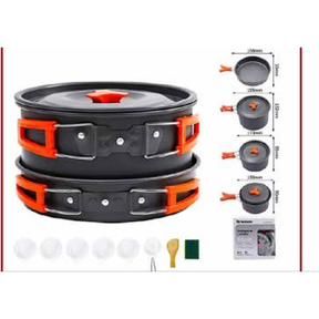 Conjunto de panelas outdoor ds 500 com 16 itens alça na cor laranja