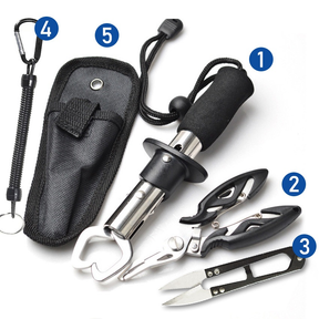 Alicate de pesca conjunto de 5 peças, clipe de peixe, alicate de pesca multifuncional de 5 peças