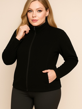 Jaqueta Blusa Soft Fleece Feminina Flanelado Gola Alta Inverno Tamanho Médio ao Plus Size