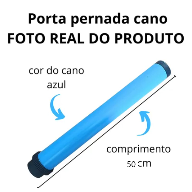 Porta Anzol de Pesca 50cm Modelo Cano – Para até 50 Anzóis – Cor Azul – Chumbada Oficial