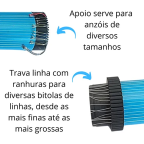 Porta Anzol de Pesca 50cm Modelo Cano – Para até 50 Anzóis – Cor Azul – Chumbada Oficial