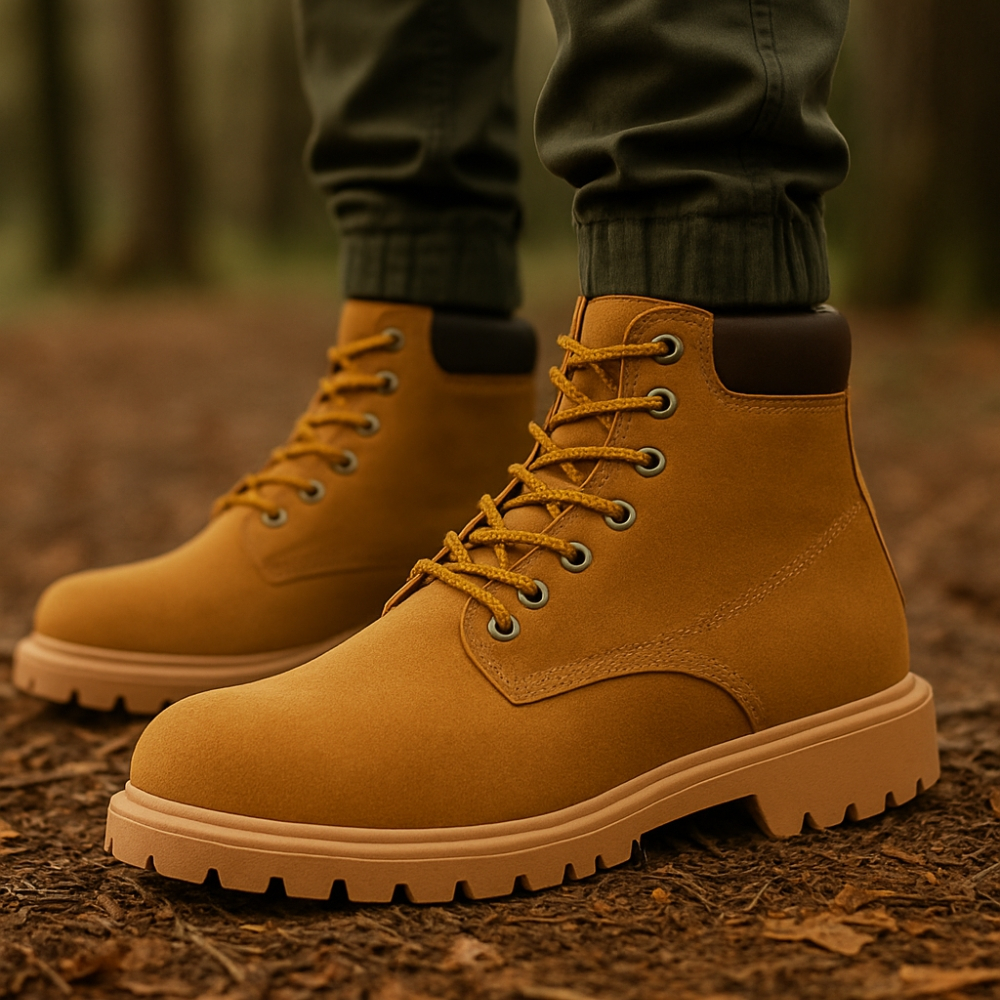 Bota Coturno Masculino com Cadarço Solado Borracha Anti Derrapante Couro Ecológico + Brinde Carteira Preta Básica