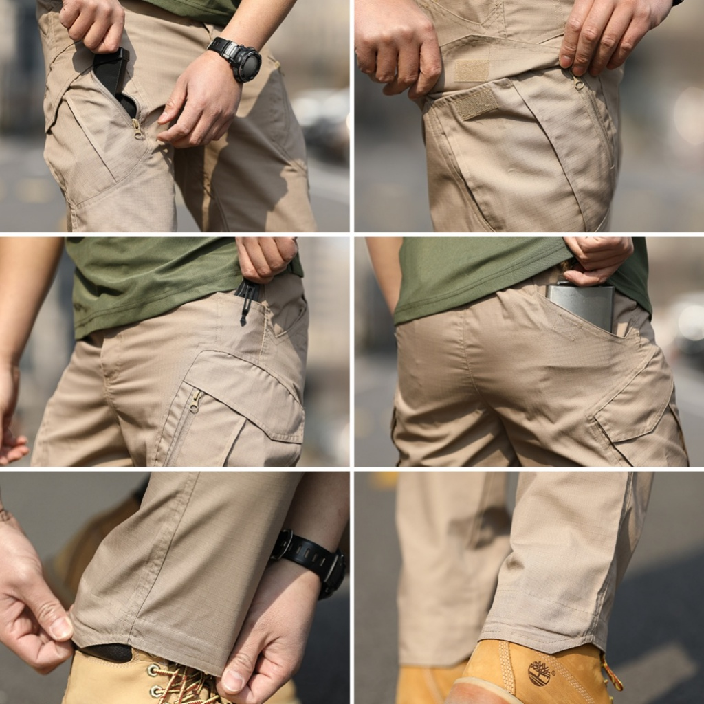 Calça Cargo Trilha Outdoor Masculina Calça Tática à Prova de Vento e Água com Bolsos Múltiplos