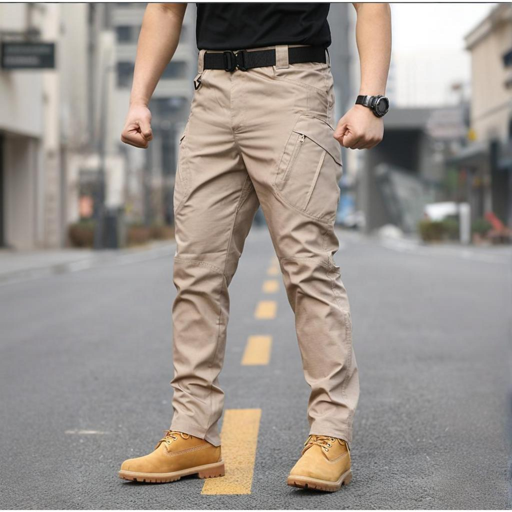 Calça Cargo Trilha Outdoor Masculina Calça Tática à Prova de Vento e Água com Bolsos Múltiplos