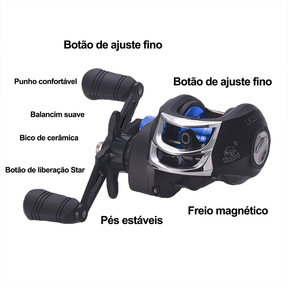 Kit Vara De Pesca Carretilha de Pesca Esquerda/Direito 17+1 Rolamentos JOYFOX