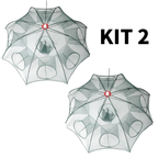 KIT 2 Armadilha Covo Peixe Isca Viva Lambaris Camarões 90x90cm/ peixes com 8 entradas Rede Retrátil