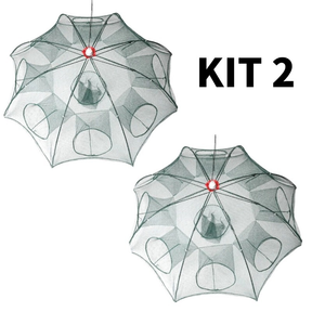 KIT 2 Armadilha Covo Peixe Isca Viva Lambaris Camarões 90x90cm/ peixes com 8 entradas Rede Retrátil