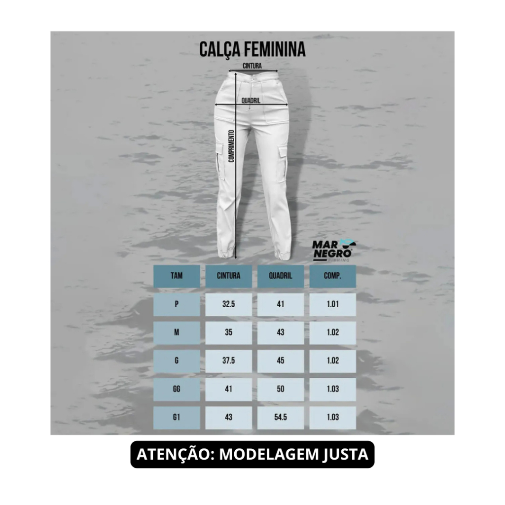 Calça Feminina Pesca Trilha Caminhada Mar Negro com Proteção UV50 Secagem Rápida