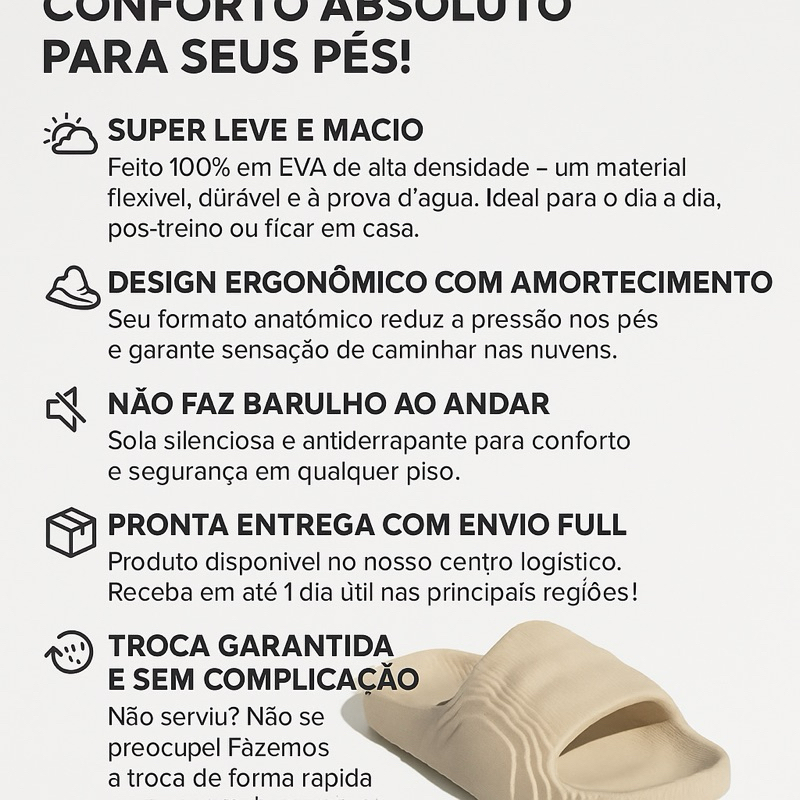 Chinelo Slide Nuvem 3d 100% Eva Macio Leve Confortável Premium