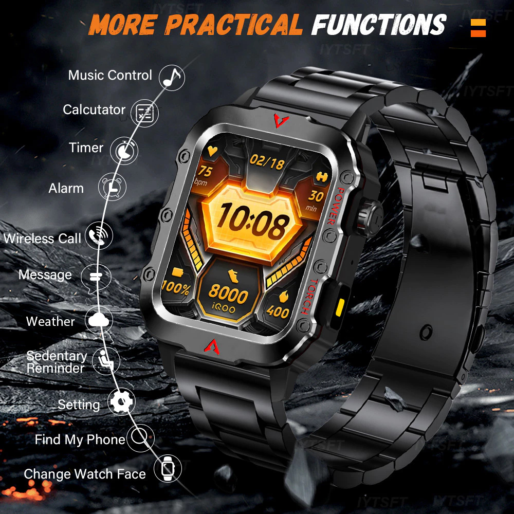 Smartwatch Esportivo LAXASFIT Tela1.71 Oxigênio no Sangue Bluetooth Relógio Multi Esporte Lanterna
