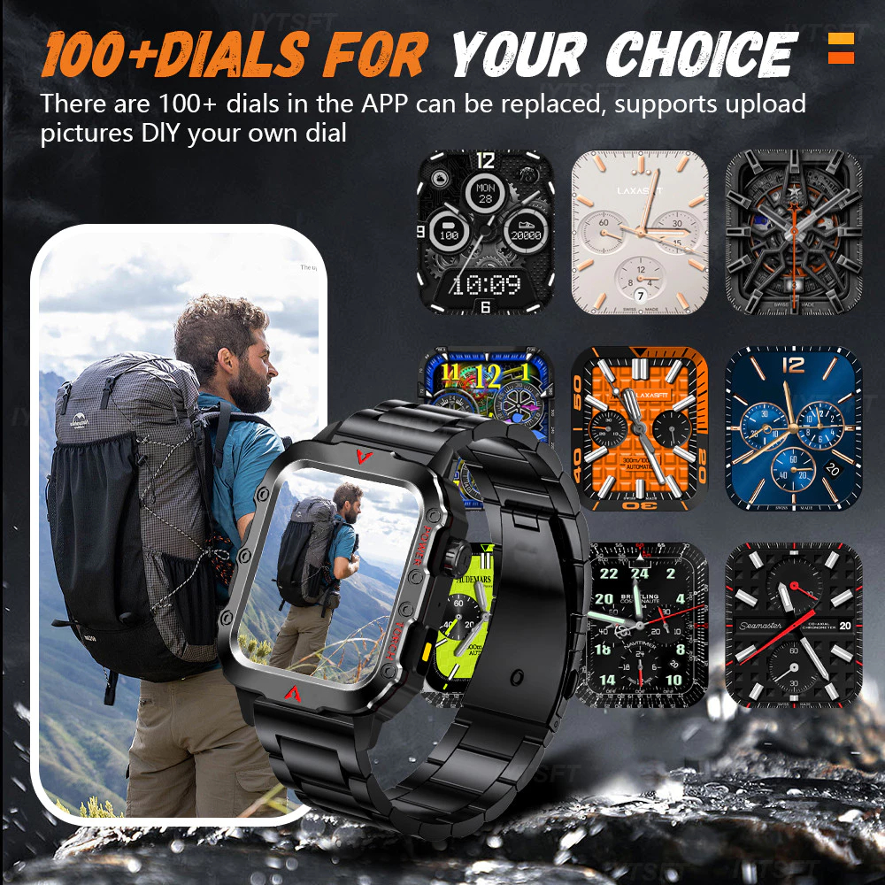 Smartwatch Esportivo LAXASFIT Tela1.71 Oxigênio no Sangue Bluetooth Relógio Multi Esporte Lanterna