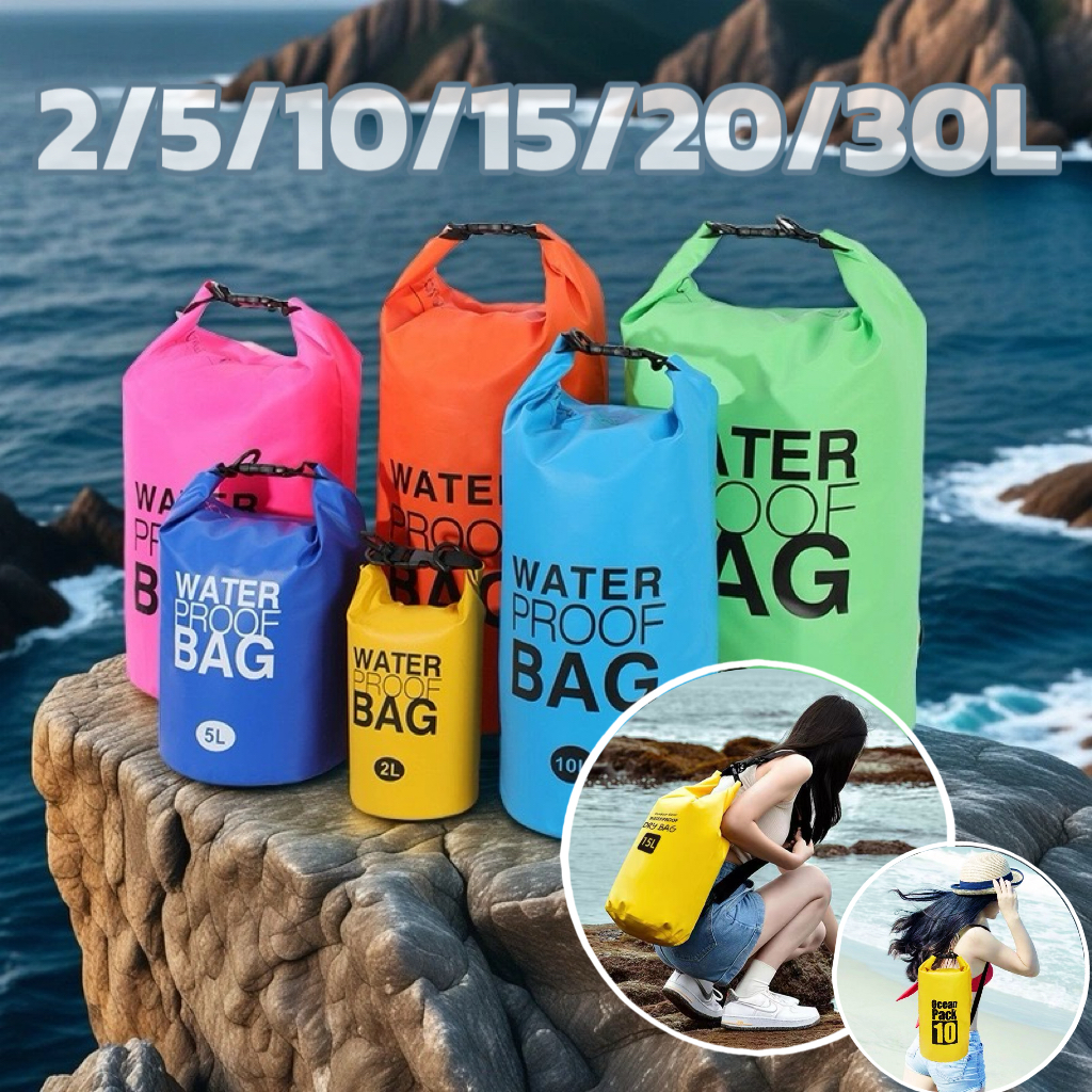 Bolsa Impermeável Saco Estanque 2/5/10/15/20/30L Camping Bag Mochila Pesca Caiaque Natação