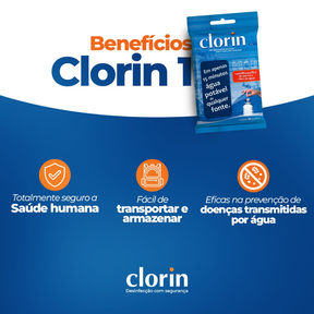 Kit 2 Clorin 1 p/ Purificar Água de Qualquer Fonte c/ 20un