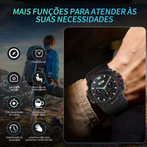 Smartwatch Redondo Peje G01C Masculino Militar Prova D'agua Gps 3000Mah Notificação Strava