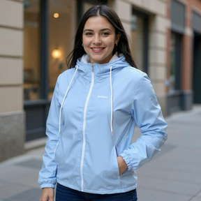 Jaqueta Forrada Corta Vento Feminina Capuz Impermeável Casaco Otriginal Academia Bordbless